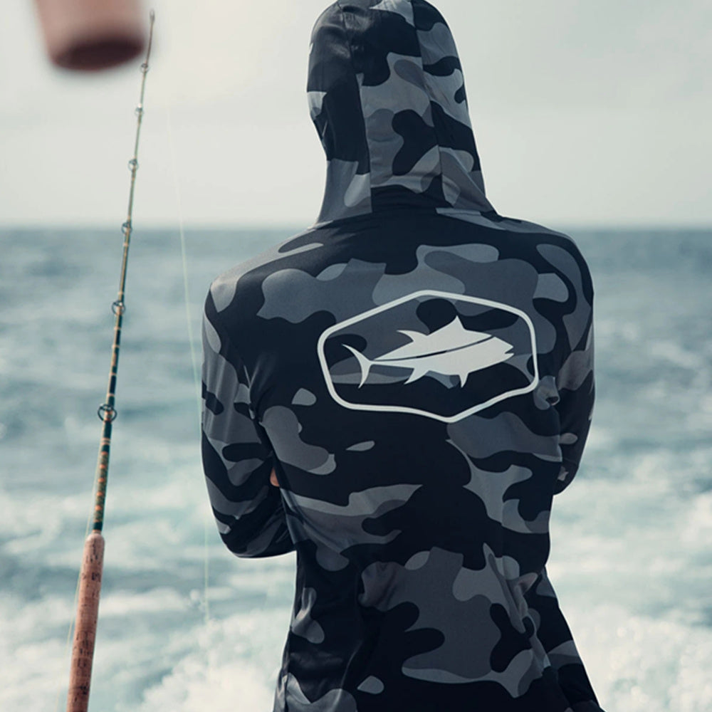 Fishing Shirt With Hood And Mask For Sun Protection