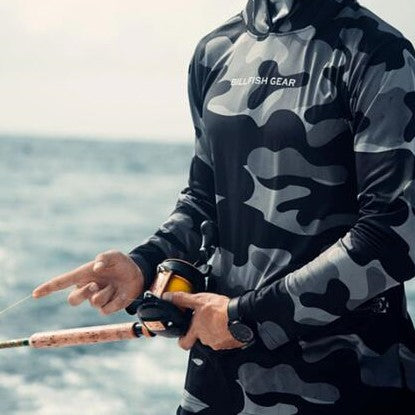 Fishing Shirt With Hood And Mask For Sun Protection